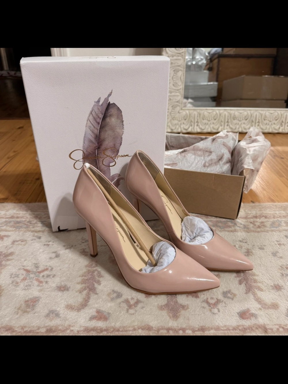 Jessica Simpson Nude Blush Patent Pointed Pumps